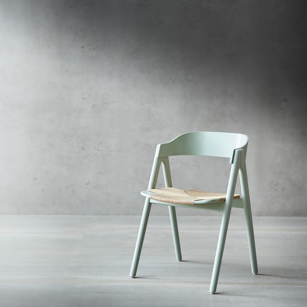 Jasnozielone krzesło z drewna bukowego z rattanowym siedziskiem Findahl by Hammel Mette-image-1