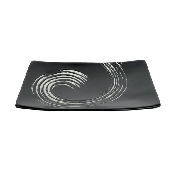 Czarny talerz prostokątny Tokyo Design Studio Maru, 20,5x14 cm