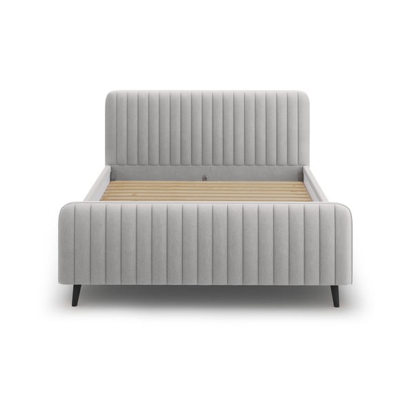 Jasnoszare tapicerowane łóżko dwuosobowe ze stelażem 180x200 cm Lily – Micadoni Home-image-2