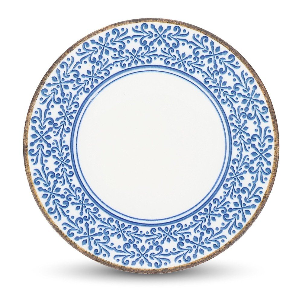 Biały/niebieski porcelanowy talerz ø 27 cm Azul – BonBistro
