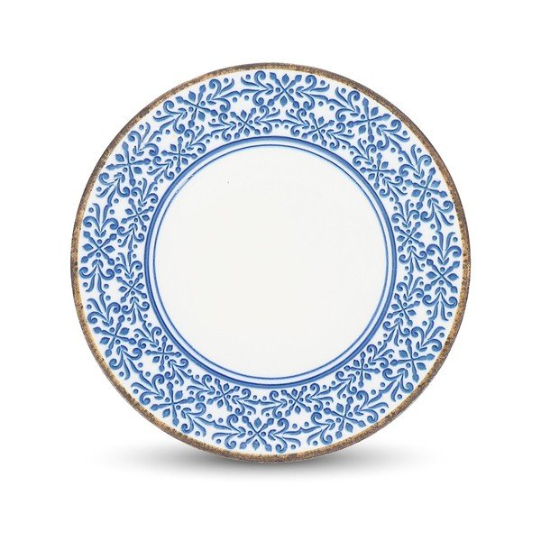 Biały/niebieski porcelanowy talerz ø 27 cm Azul – BonBistro