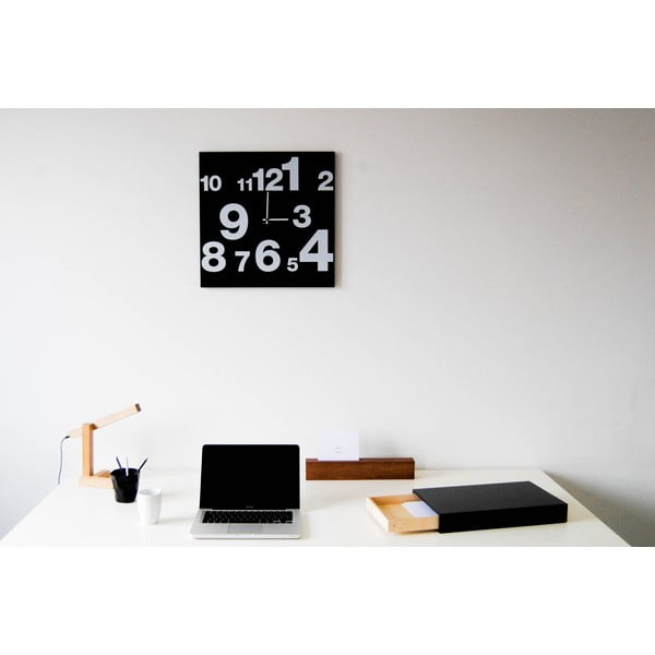 Zegar ścienny dESIGNoBJECT.it Number Line Black, 50 x 50 cm -image-1