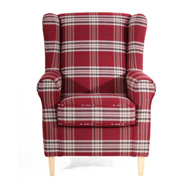 Czerwony fotel w kratę Max Winzer Lorris-image-3