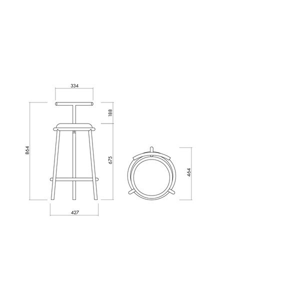 Bordowy metalowy hoker (wysokość siedziska 68 cm) Hogo – noo.ma-image-3