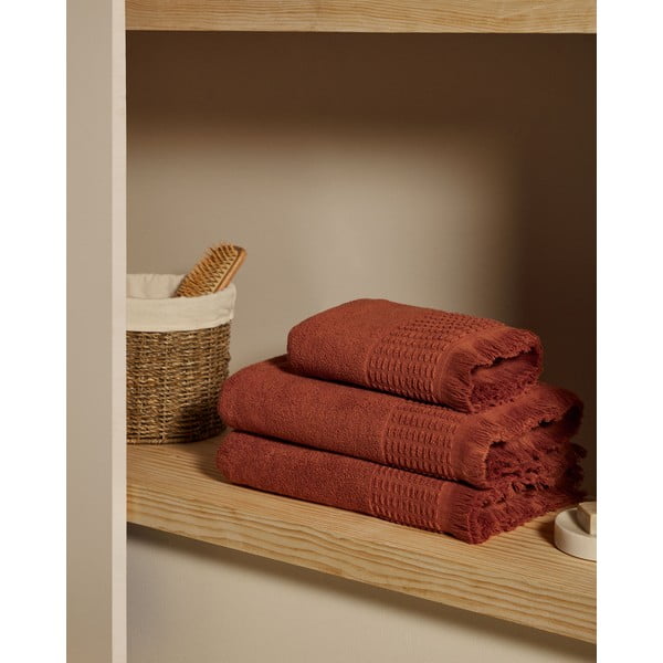 Ceglasty bawełniany ręcznik 50x90 cm Veta – Kave Home-image-1