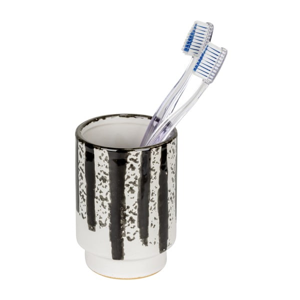 Czarno-biały ceramiczny kubek na szczoteczki do zębów Subiza – Wenko-image-1