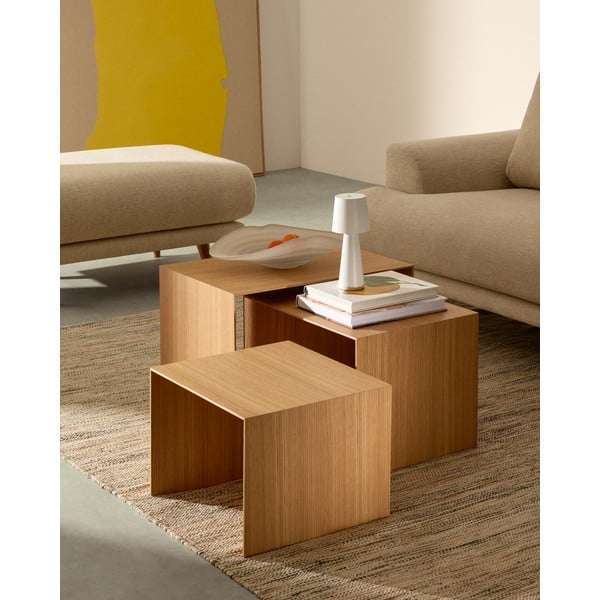 Stoliki w dekorze dębu zestaw 3 szt. 40x60 cm Litto – Kave Home-image-1