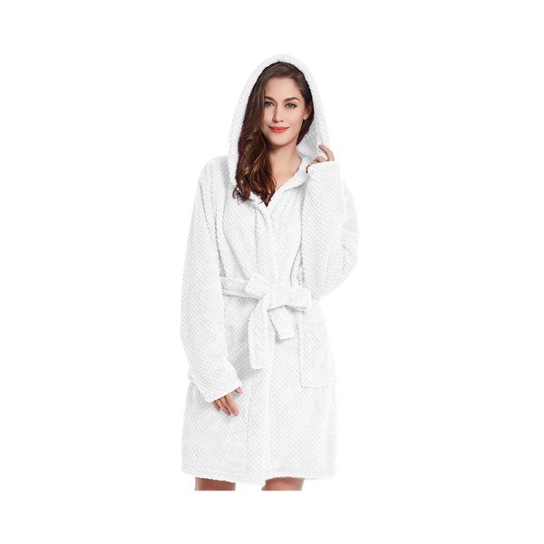 Biały szlafrok z mikrowłókna unisex DecoKing Sleepyhead, rozm. M