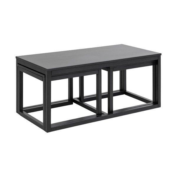 Czarne stoliki z blatem w dekorze dębu zestaw 3 szt. 60x120 cm Cornus – Actona-image-4