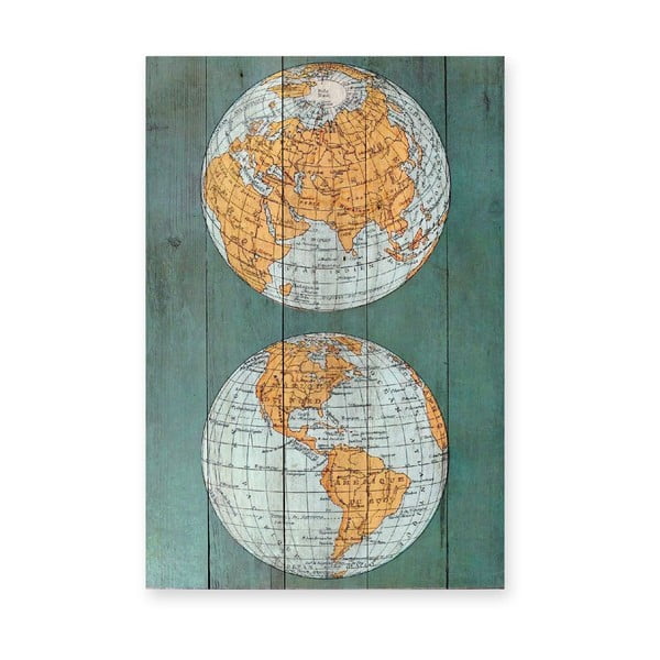 Drewniana tabliczka dekoracyjna Surdic Tabla The World, 40x60 cm