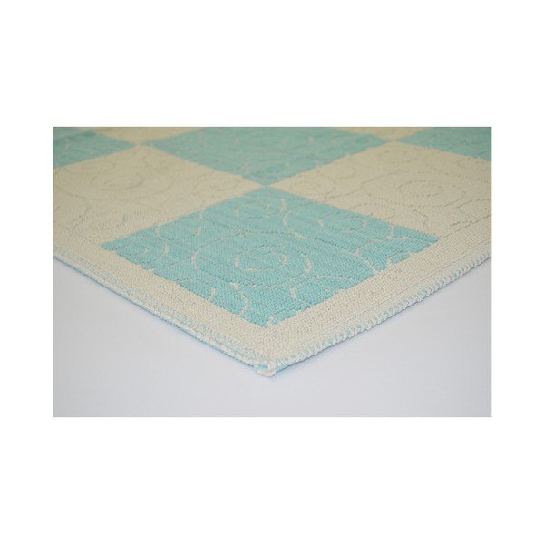 Niebieski wytrzymały dywan Vitaus Patchwork Turkuaz, 80x300 cm-image-1