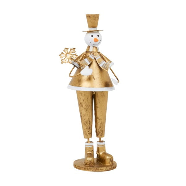 Dekoracja Archipelago Large Gold Snowman With Snowflake, 17,5 cm