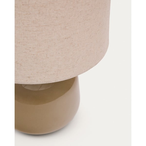 Beżowa lampa stołowa ceramiczna z tekstylnym kloszem (wysokość 40 cm) Tay – Kave Home-image-4