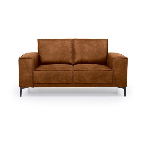 Koniakowa sofa z imitacji skóry Scandic Copenhagen, 164 cm