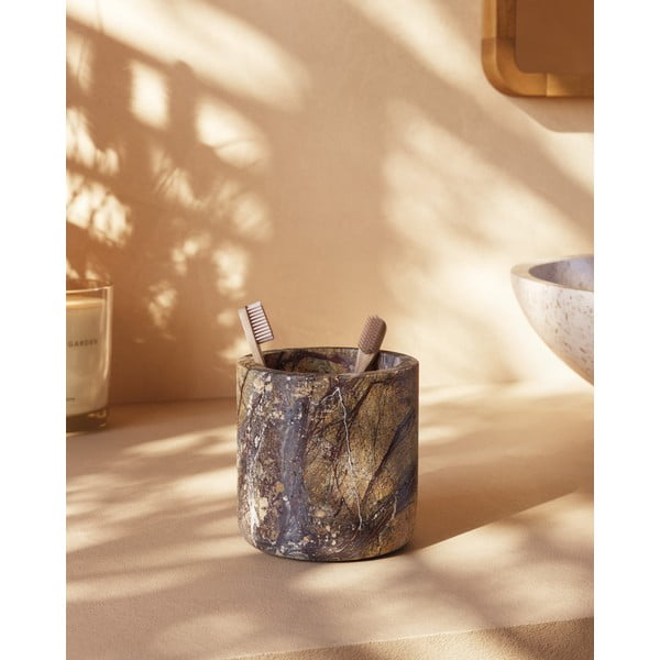 Marmurowy kubek na szczoteczki do zębów w naturalnym kolorze Spalsh – Kave Home-image-1