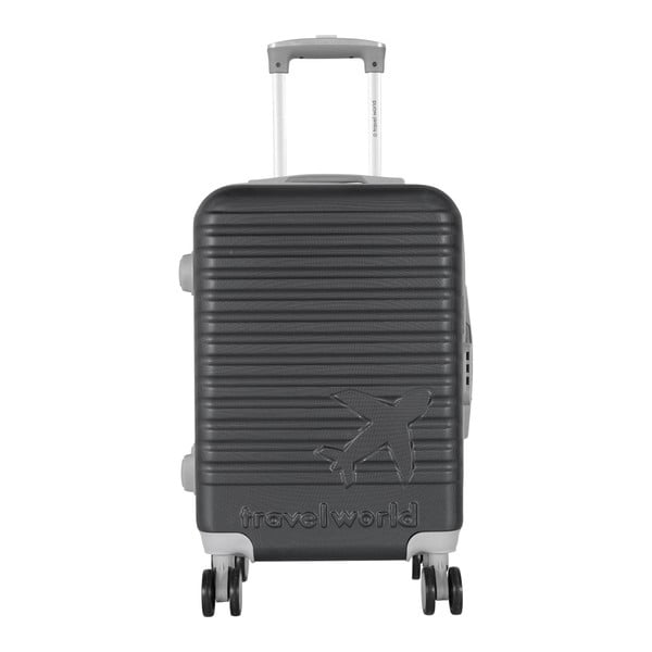 Czarna walizka podręczna na kółkach Travel World Aiport, 44 l