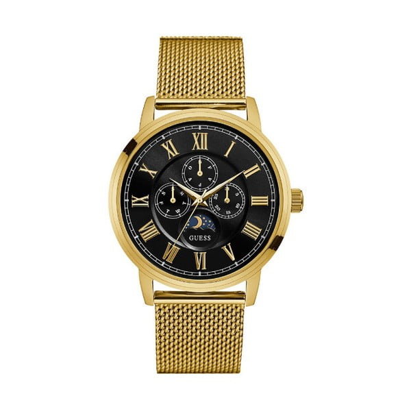 Zegarek męski z paskiem ze stali nierdzewnej w złotym kolorze Guess W0871G2
