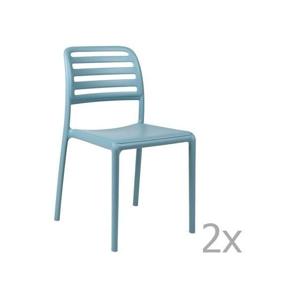 Zestaw 2 niebieskich krzeseł ogrodowych Nardi Costa Bistrot