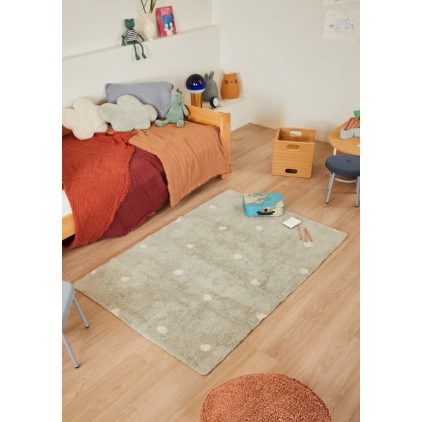 Miętowy bawełniany dywan dziecięcy tkany ręcznie odpowiedni do prania 100x150 cm Mini Dot Blue Sage – Lorena Canals-image-3