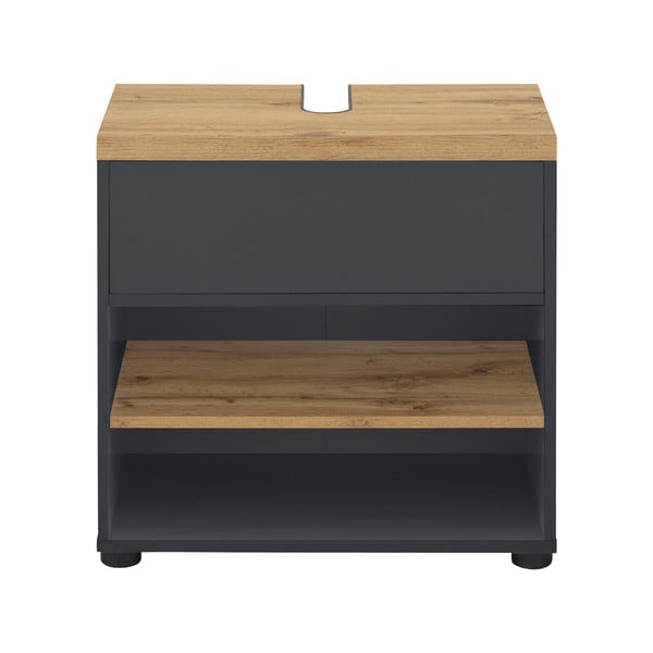 Antracytowa szafka pod umywalkę w dekorze dębu 60x57 cm Thessa – Støraa