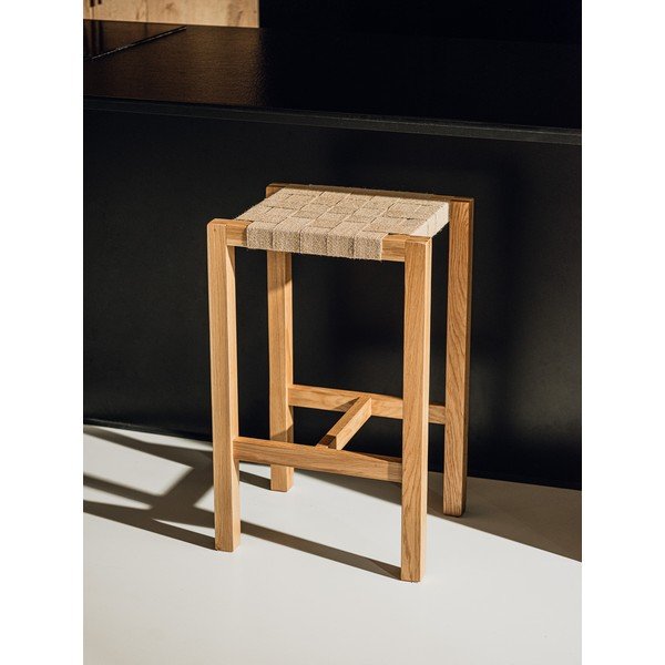 Hoker z litego drewna dębowego w naturalnym kolorze (wysokość siedziska 68 cm) Toli – noo.ma-image-1