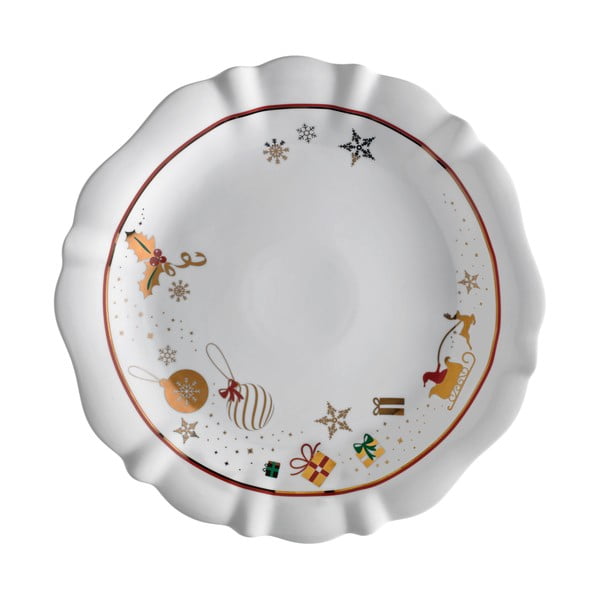 Biały porcelanowy talerz ze świątecznym motywem Brandani Alleluia, ⌀ 30 cm