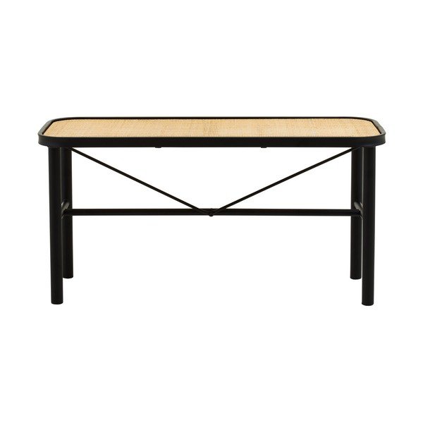 Czarna/w naturalnym kolorze rattanowa ławka Depok – Premier Housewares-image-2