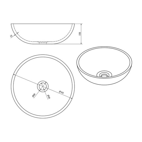 Brązowa ceramiczna okrągła umywalka ø 41 cm Priori – Sapho-image-3