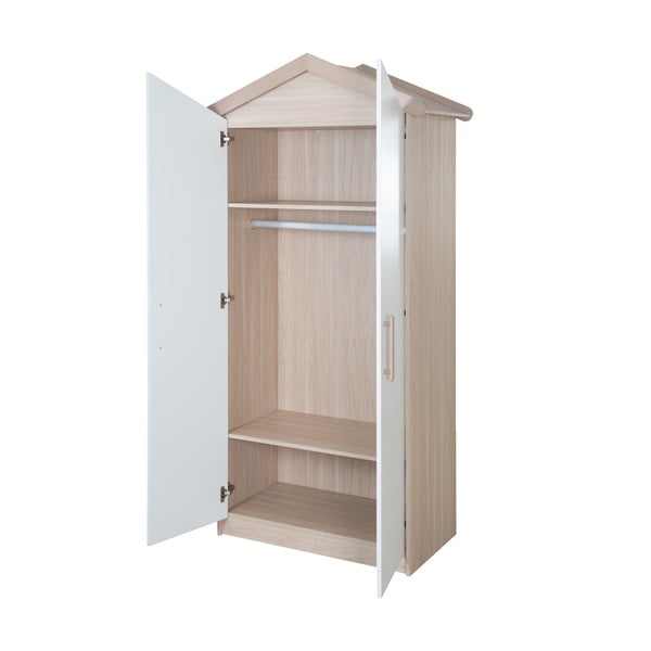 Biało-naturalna szafa dziecięca w dekorze dębu 96x190x50 cm Cabane – Roba-image-4