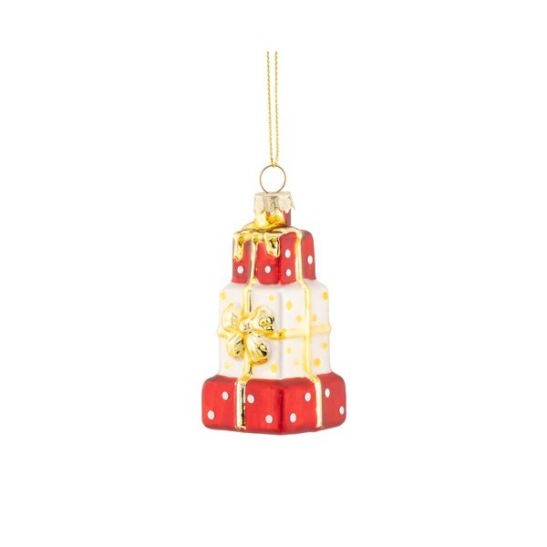 Szklana ozdoba świąteczna 4 cm Stack of Presents – Sass & Belle