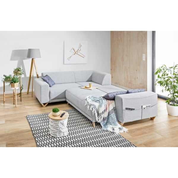 Jasnoszary rozkładany/ze schowkiem narożnik (lewostronny/w kształcie litery L) Classy Sophie – Miuform-image-4