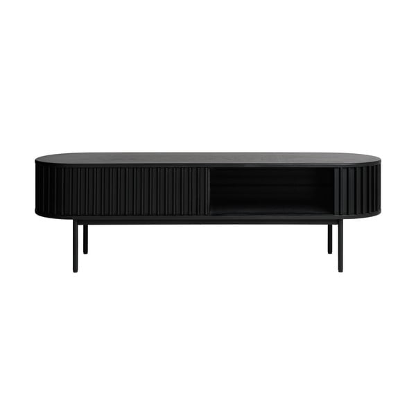 Czarna szafka pod TV w dekorze dębu 48x160 cm Siena – Unique Furniture-image-4