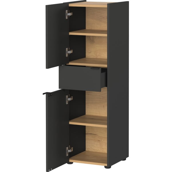 Antracytowa wysoka szafka łazienkowa 34x111 cm Forano – Germania-image-2