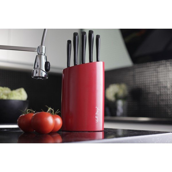 Czerwony blok z 5 nożami Vialli Design-image-1