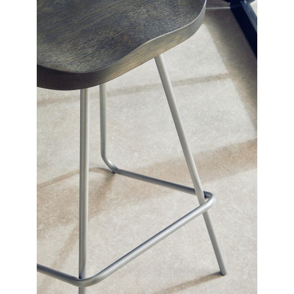 Hoker z litego drewna wiązu w kolorze srebra/w naturalnym kolorze (wysokość siedziska 78 cm) District – Premier Housewares-image-3