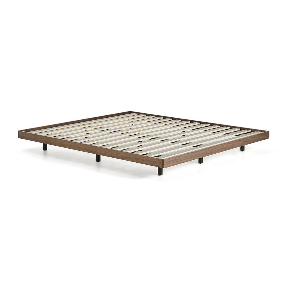 Brązowe łóżko dwuosobowe z litego drewna brzozowego bez zagłówka ze stelażem 180x200 cm Norlen – Kave Home