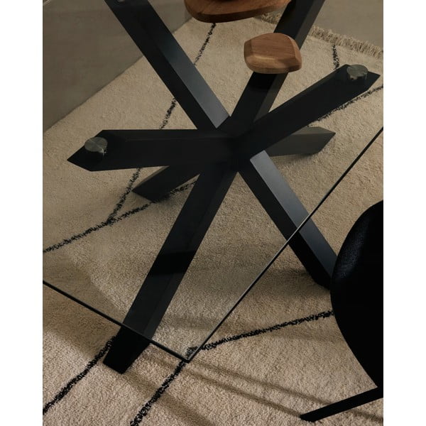 Stół do jadalni ze szklanym blatem i czarną konstrukcją Kave Home, 160 x 90 cm-image-2