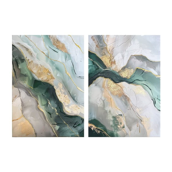 Obrazy z ręcznie malowanymi elementami zestaw 2 szt. 50x70 cm Aventurine – Styler