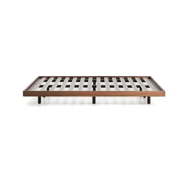Brązowe łóżko dwuosobowe z litego drewna brzozowego bez zagłówka ze stelażem 160x200 cm Norlen – Kave Home-image-4