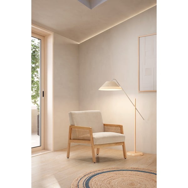 Beżowy sztruksowy fotel z plecionką Debra – Marckeric-image-1