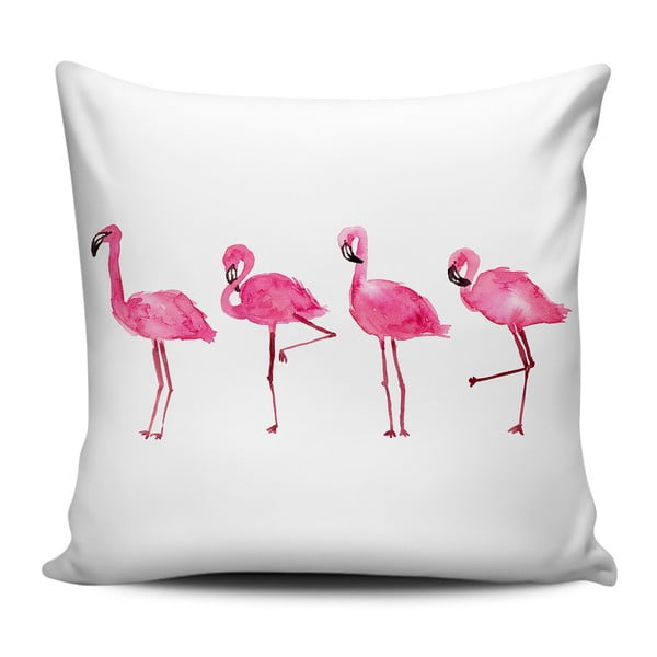 Różowo-biała poduszka Home de Bleu Painted Flamingos, 43x43 cm