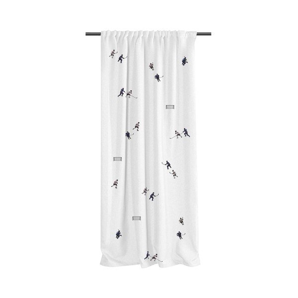 Biała zasłona dziecięca z satyny bawełnianej 110x250 cm Ice Hockey – Butter Kings