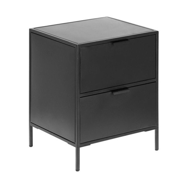 Czarna stalowa szafka nocna Shantay – Kave Home-image-2