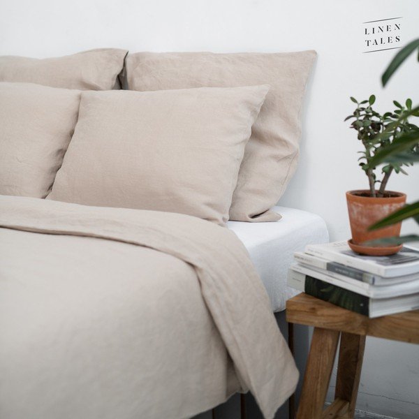 Beżowa poszwa na kołdrę dwuosobowa z włókna konopnego 200x220 cm – Linen Tales-image-2