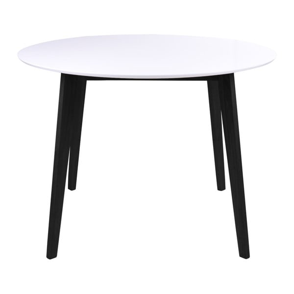 Stół z białym blatem i czarnymi nogami z drewna kauczukowca House Nordic Vojens, ⌀ 105 cm