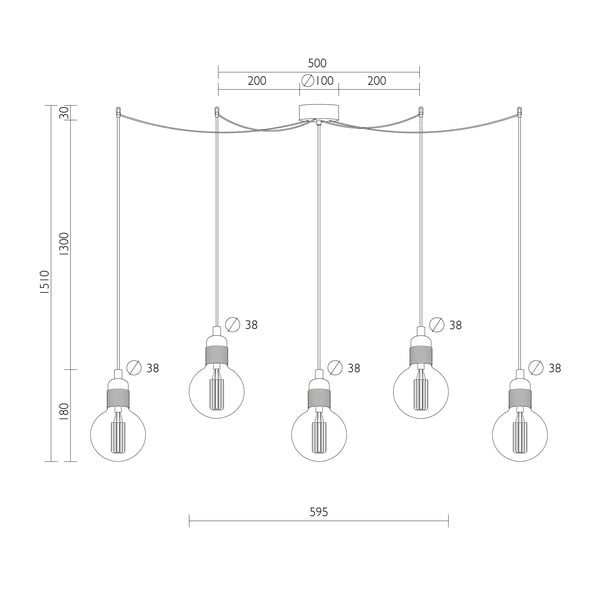 Czarna lampa wisząca z 5 żarówkami Bulb Attack Uno Basic Globe Clear-image-3