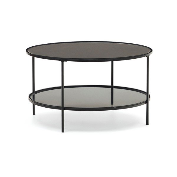 Czarny okrągły stolik ze szklanym blatem ø 80 cm Gilda – Kave Home