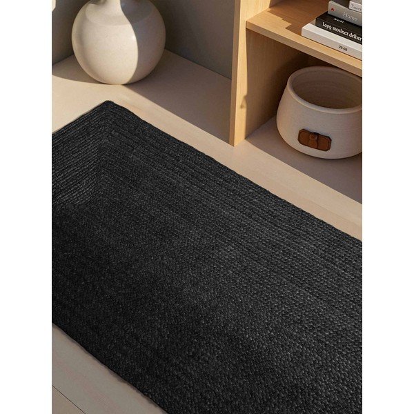 Czarny chodnik z juty dwustronny/tkany ręcznie 80x200 cm Juno – Hanse Home-image-2