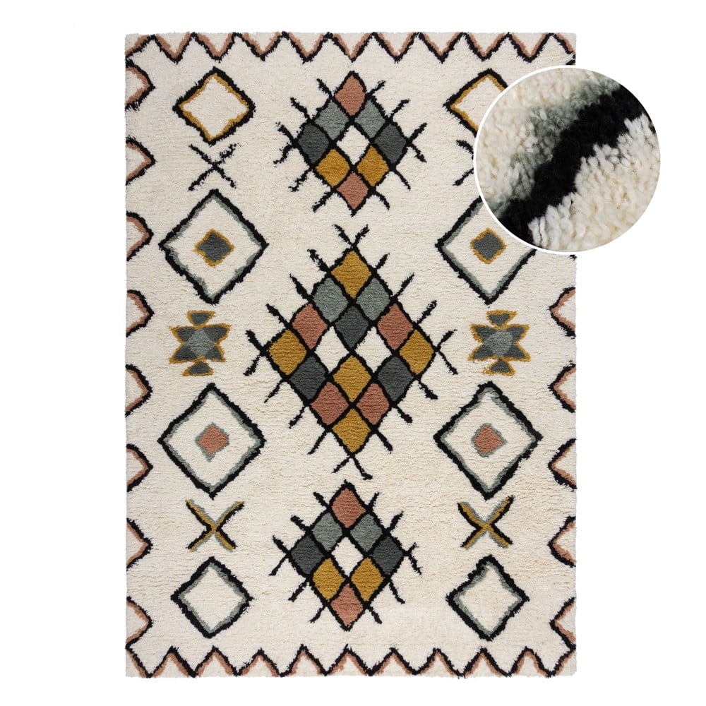 Kremowy wełniany dywan tkany ręcznie 120x170 cm Moroccan Midar – Flair Rugs