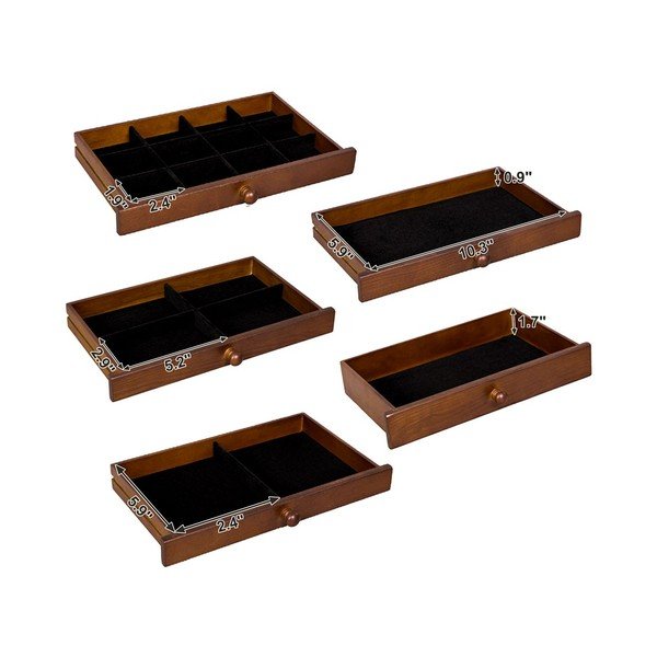 Drewniana szkatułka z 5 szufladami Songmics-image-2